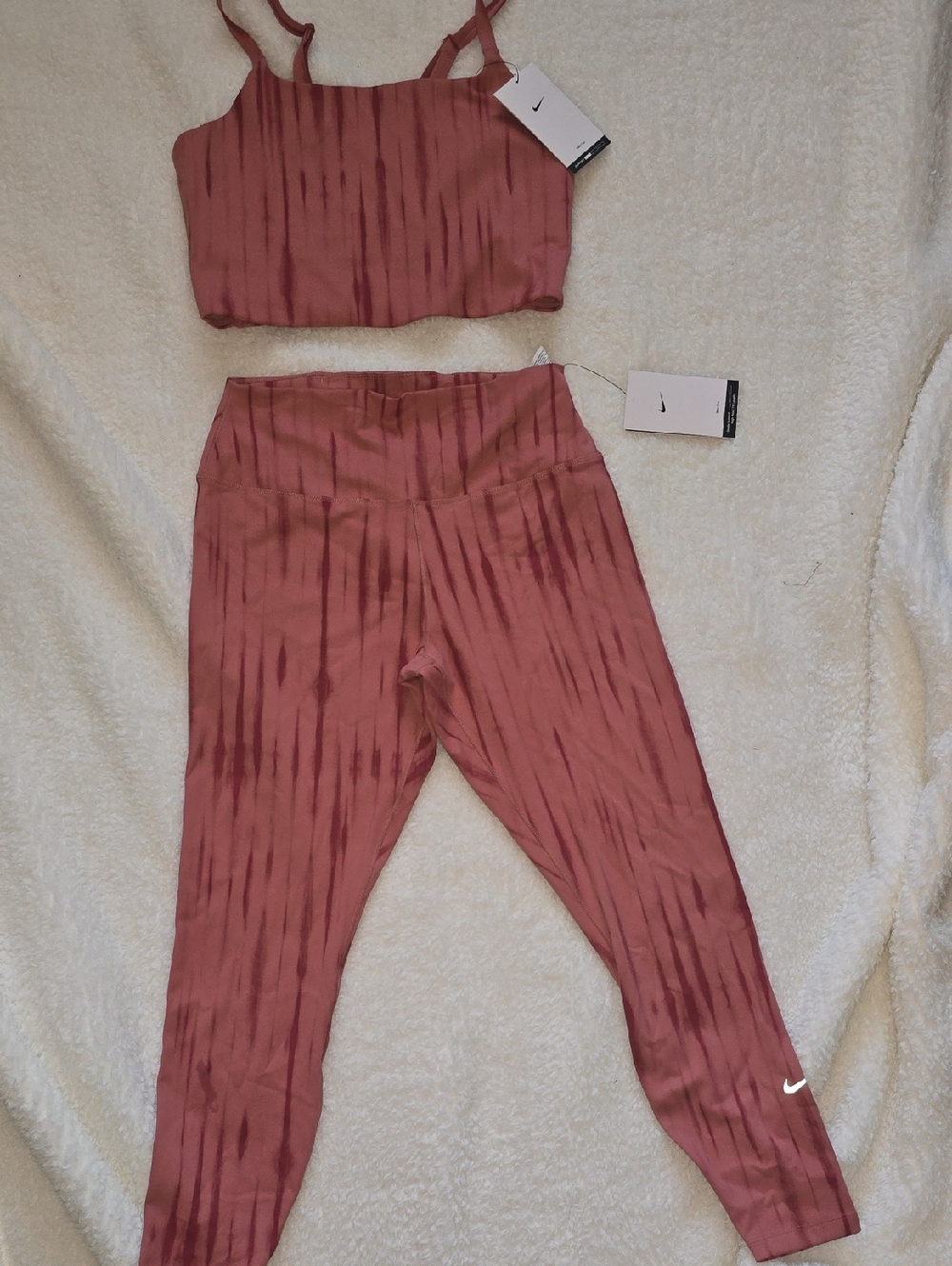 Nike Mauve Tie-Dye Leggings & Sports Bra Set